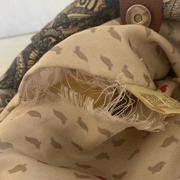 Sak Roots jute beige grey blue boho satchel bag double handle - Picture 9 of 16